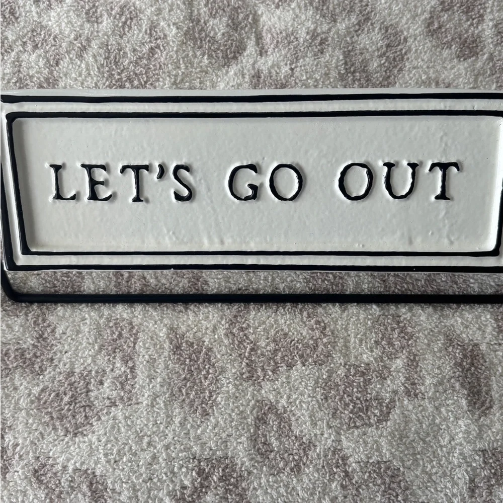 Hearth & Hand Magnolia 'Let's Stay In’/Let’s Stay Out’ Reversible Metal Sign - Picture 2 of 2